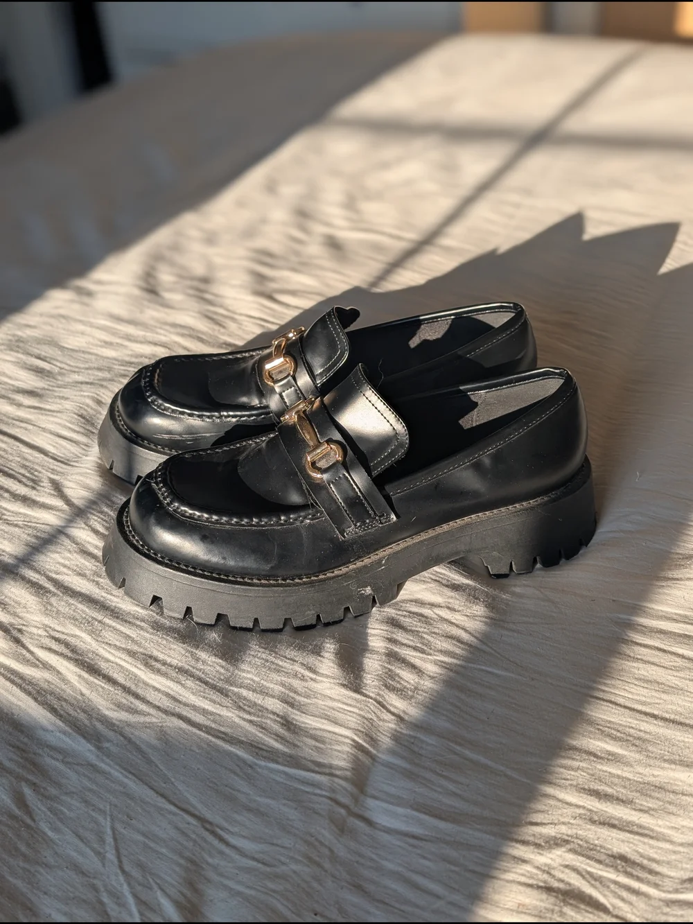 ASOS DESIGN Black Chunky Horsebit Loafers - Women's Size 8